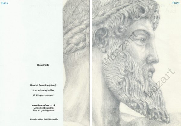 Head of Poseidon fine art greeting card