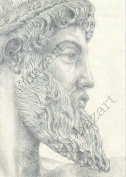 Head of Poseidon fine art greeting card